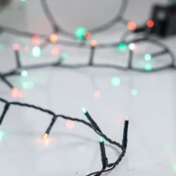 240 led λαμπάκια σε σειρά κόκκινο & πράσινο φως με 8 προγράμματα & μνήμη 31V μετασχηματιστή πράσινο pvc καλώδιο ip44