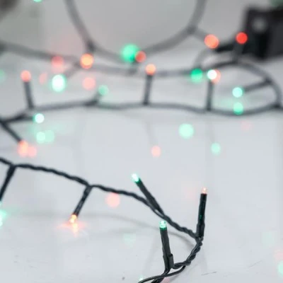 240 led λαμπάκια σε σειρά κόκκινο & πράσινο φως με 8 προγράμματα & μνήμη 31V μετασχηματιστή πράσινο pvc καλώδιο ip44