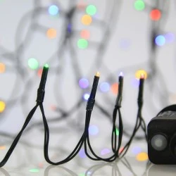 400 led λαμπάκια σε σειρά χρωματιστό φως 8 προγράμματα & μνήμη, μετασχηματιστή 31v & πράσινο pvc καλώδιο IP44