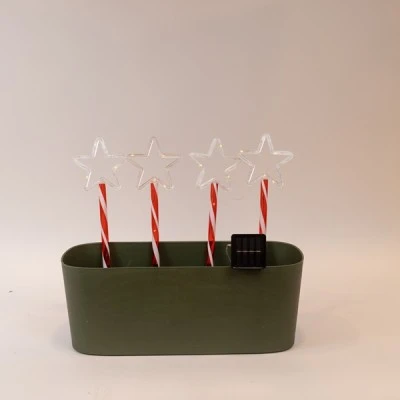 36 mini led 4 πλαστικές πινακίδες με αστέρι σε θερμό λευκό φως με ηλιακό συλλέκτη, αισθητήρα & 8 προγράμματα 