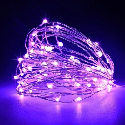 100 mini led λαμπάκια σειρά σε μωβ φως ανά 10cm, 4,5v μετασχηματιστή & ασημί χάλκινο καλώδιο IP44 100 mini led λαμπάκια σειρά σε μωβ φως ανά 10cm, 4,5v μετασχηματιστή & ασημί χάλκινο καλώδιο IP44