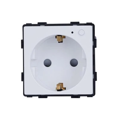 Smart Zigbee πρίζα σούκο 16A λευκή με ένδειξη λειτουργίας μπουτόν on/off και μετρητή ρεύματος για παρακολούθηση μέσω smartphone 60x60x42