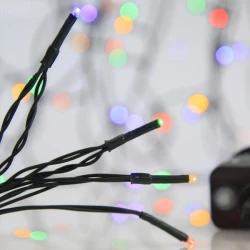 180 LED λαμπάκια 3mm σε σειρά με χρωματιστό φως, 8 προγράμματα & 31V μετασχηματιστή, πράσινο PVC καλώδιο, IP44 με παροχή 3m