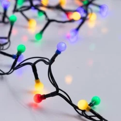  300 led λαμπάκια με πολύχρωμες μπάλες με τροφοδοσία ρεύματος 8 προγράμματα & μνήμη πράσινο pvc καλώδιο & προέκταση παροχής 3m IP44