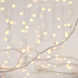 180 led λαμπάκια σε σειρά θερμό λευκό με 2 επεκτάσεις έως 6 σετ & διάφανο pvc καλώδιο IP44 χωρίς μετασχηματιστή xωρίς προέκταση παροχής