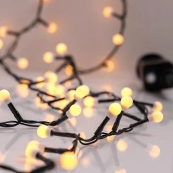 300 led μίνι μπάλες σε σειρά θερμό λευκό φως με 31v μετασχηματιστή, 8 προγράμματα, μνήμη & πράσινο pvc καλώδιο  IP44
