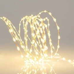100 mini led λαμπάκια  ρεύματος σταθερό  ασημί χάλκινο καλώδιο σε θερμό λευκό led ανά 10cm με προέκταση παροχής 5m IP44