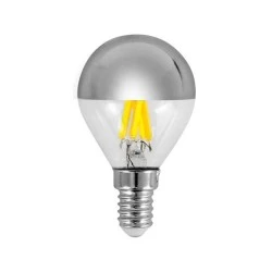 Λάμπα led σφαιρική crossed filament 6.5W Ε14 2700Κ 220-240V dimmable αντεστραμένου καθρέπτη ασημί χρώμα