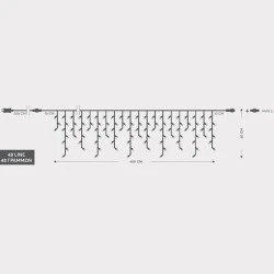 288 led λαμπάκια λευκό χρώμα σε βροχή με δυνατότητα επέκτασης διάφανο καλώδιο pvc και μετασχηματιστή 36v 600x60cm IP44