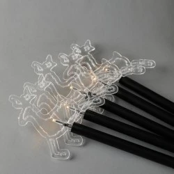 5 led λαμπάκια σε σειρά 3mm με 5 ταράνδους με ραβδί για έδαφος 37cm ηλιακό συλλέκτη με αισθητήρα μαύρο καλώδιο σε θερμό χρώμα φωτός IP44