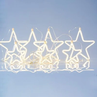 Κουρτίνα με 47 mini led με 4 μεγάλα αστέρια 18cm & 3 μικρά αστέρια 14cm με neon φωτοσωλήνα, ασημί χάλκινο καλώδιο με προέκταση παροχής 3m Κουρτίνα με 47 mini led με 4 μεγάλα αστέρια 18cm & 3 μικρά αστέρια 14cm με neon φωτοσωλήνα, ασημί χάλκινο καλώδιο με προέκταση παροχής 3m