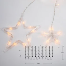 Κουρτίνα φωτισμού 138 LED 5mm με αστέρια 31V θερμό λευκό 2,20 x 1,10m IP44
