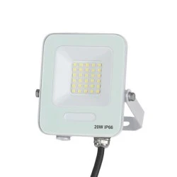 Προβολέας led smd 20w 2400lm λευκό χρώμα σε ψυχρό φως 6500Κ και δέσμη φωτός 120° 160-265V plus IP66 στεγανός
