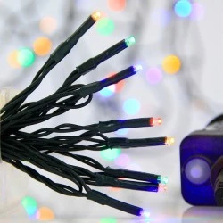240 led λαμπάκια σε σειρά χρωματιστό φως με 8 προγράμματα & μνήμη, 31v μετασχηματιστή & πράσινο pvc καλώδιο IP44