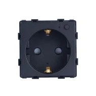 Smart Zigbee πρίζα σούκο 16A μαύρη με ένδειξη λειτουργίας μπουτόν on/off και μετρητή ρεύματος για παρακολούθηση μέσω smartphone 60x60x42