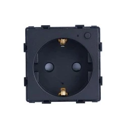 Smart Zigbee πρίζα σούκο 16A μαύρη με ένδειξη λειτουργίας μπουτόν on/off και μετρητή ρεύματος για παρακολούθηση μέσω smartphone 60x60x42