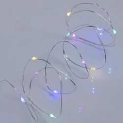 20 mini led σε σειρά πολύχρωμο φως, μπαταρίας 2xΑΑ  display box ,χρονοδιακόπτη & χάλκινο καλώδιο IP20