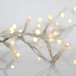 100 LED λαμπάκια βροχή 3mm 31V με μετασχηματιστή, θερμό λευκό φως, διάφανο PVC καλώδιο, 4 επεκτάσεις έως 3 σετ, IP44 180cm