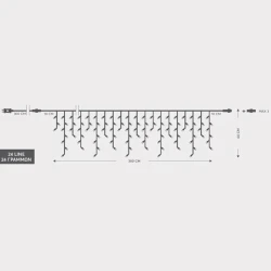 144 LED λαμπάκια βροχή 3mm 36V με μετασχηματιστή και 8 προγράμματα, λευκό φως, διάφανο PVC καλώδιο, 4 επεκτάσεις έως 3 σετ, IP44 300cm