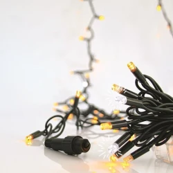 Σειρά LED 96x 5mm με κάλυμμα 24V IP65, θερμό λευκό με λευκό flash, πράσινο καουτσούκ καλώδιο, επεκτάσιμη