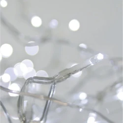 288 LED διακοσμητικά λαμπάκια βροχή 3mm με μετασχηματιστή 36V, δυνατότητα σύνδεσης έως 3 σετ, διάφανο καλώδιο PVC, λευκό φως, 60x600cm IP44
