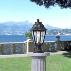 Κολωνάκι δαπέδου FUMAGALLI εξάγωνο σε μαύρο χρώμα με διάσταση 220x385mm & ντουί Ε27 IP55