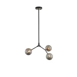 Φωτιστικό Κρεμαστό Μέταλλο-Γυαλί Arte Illumina Atom 3Φωτο 3xG9 Max 3x7W 560x350x900mm Μαύρο-Γκρι