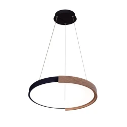 Φωτιστικό κρεμαστό μεταλλικό LED 36W 3CCT 3000-4000-6000K 4320lm Φ495mm μαύρο-φυσικό ξύλο ARTE ILLUMINA Yoru