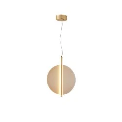 Φωτιστικό κρεμαστό LED μεταλλικό με γυαλί 12,6W θερμό φως 3000K 1500Lm Φ300x2900mm μελί χρώμα ARTE ILLUMINA DISC