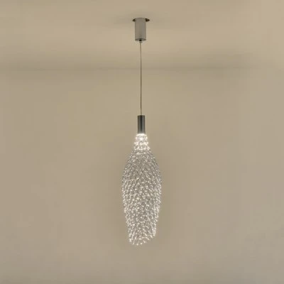 Φωτιστικό κρεμαστό LED 7,6W θερμό 3000K 780Lm 200x1960mm μεταλλικό ασημί ARTE ILLUMINA PERFORATO Φωτιστικό κρεμαστό LED 7,6W θερμό 3000K 780Lm 200x1960mm μεταλλικό ασημί ARTE ILLUMINA PERFORATO