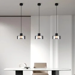 Φωτιστικό κρεμαστό μεταλλικό με γυαλί LED 8W θερμό φως 3000Κ 624Lm 200X115mm μαύρο-γκρι χρώμα ARTE ILLUMINA NIMBUS