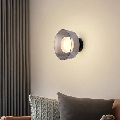 Απλίκα τοίχου μέταλλο - γυαλί LED 8W θερμό χρώμα φωτός 3000K 624lm 200x200mm μαύρο - γραφίτης ARTE ILLUMINA NIMBUS