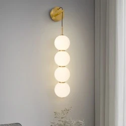 Φωτιστικό απλίκα μεταλλικό LED 19W θερμό χρώμα φωτός 1482lm με γυαλί 160x650mm μπρονζέ - λευκό ARTE ILLUMINA TREA