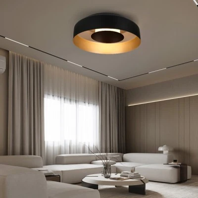 Πλαφονιέρα οροφής LED 20W θερμό χρώμα φωτός 3000K 1482lm με διάμετρο Φ400mm μαύρο - χρυσό ARTE ILLUMINA STIGMA