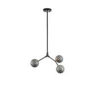 Φωτιστικό Κρεμαστό Μέταλλο-Γυαλί Arte Illumina Atom 3Φωτο 3xG9 Max 3x7W 560x350x900mm Μαύρο-Γκρι