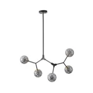 Φωτιστικό Κρεμαστό Μέταλλο-Γυαλί Arte Illumina Atom 5Φωτο 5xG9 Max 5x7W 800x500x900mm Μαύρο-Γκρι