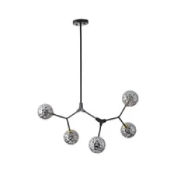 Φωτιστικό Κρεμαστό Μέταλλο-Γυαλί Arte Illumina Atom 5Φωτο 5xG9 Max 5x7W 800x500x900mm Μαύρο-Γκρι