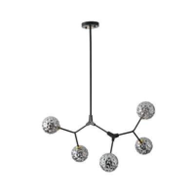 Φωτιστικό Κρεμαστό Μέταλλο-Γυαλί Arte Illumina Atom 5Φωτο 5xG9 Max 5x7W 800x500x900mm Μαύρο-Γκρι