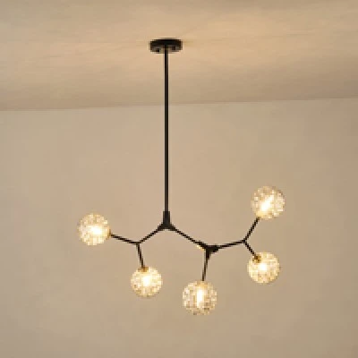 Φωτιστικό Κρεμαστό Μέταλλο-Γυαλί Arte Illumina Atom 5Φωτο 5xG9 Max 5x7W 800x500x900mm Μαύρο-Γκρι