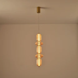 Κρεμαστό φωτιστικό γυαλί-μεταλλο Arte Illumina Verena LED 24W 1900lm θερμό 3000K 250x860x1460mm TRIAC dimming μελί