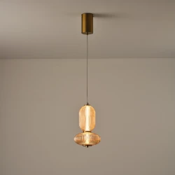 Κρεμαστό φωτιστικό γυαλί-μεταλλο Arte Illumina Verena LED 10W 800lm θερμό φως 3000K 220x430x1450mm TRIAC dimming μελί