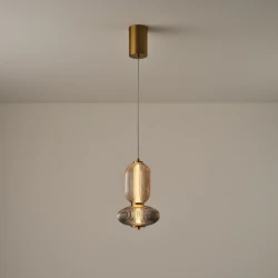 Κρεμαστό φωτιστικό γυαλί-μέταλλο Arte Illumina Verena LED 10W 800Lm θερμό λευκό 3000K 220x430x1450mm TRIAC dimming φιμέ 