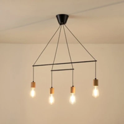 Μοντέρνο κρεμαστό φωτιστικό 4φωτο ARTE ILLUMINA EDISON από μέταλλο και ξύλο με ντουί 4XΕ27 930X120X1180mm Μοντέρνο κρεμαστό φωτιστικό 4φωτο ARTE ILLUMINA EDISON από μέταλλο και ξύλο με ντουί 4XΕ27 930X120X1180mm