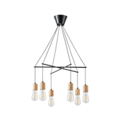 Κρεμαστό φωτιστικό 6φωτο ARTE ILLUMINA EDISON από μέταλλο και ξύλο ντουί 6XΕ27 650x650x1180mm μαύρο χρώμα Κρεμαστό φωτιστικό 6φωτο ARTE ILLUMINA EDISON από μέταλλο και ξύλο ντουί 6XΕ27 650x650x1180mm μαύρο χρώμα