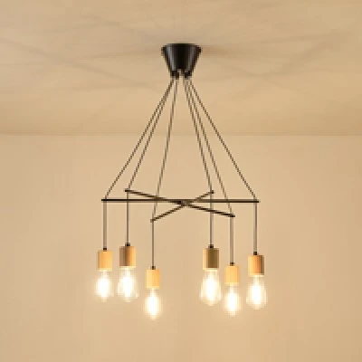 Κρεμαστό φωτιστικό 6φωτο ARTE ILLUMINA EDISON από μέταλλο και ξύλο ντουί 6XΕ27 650x650x1180mm μαύρο χρώμα Κρεμαστό φωτιστικό 6φωτο ARTE ILLUMINA EDISON από μέταλλο και ξύλο ντουί 6XΕ27 650x650x1180mm μαύρο χρώμα