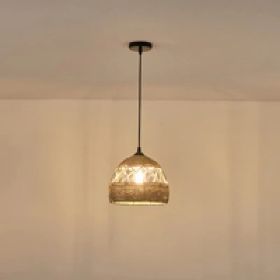 Φωτιστικό vintage κρεμαστό ARTE ILLUMINA HELIOS από μέταλλο και σχοινί με ντουί Ε27 250X250X1290mm μαύρο-χακί χρώμα