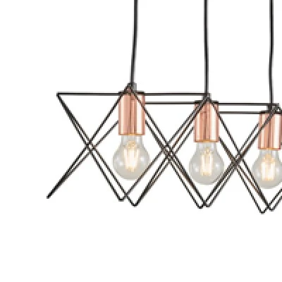 Φωτιστικό Κρεμαστό Μέταλλο Arte Illumina Brawck 3Φωτο 3xE27 Max 15W 517x175x1240mm Μαύρο