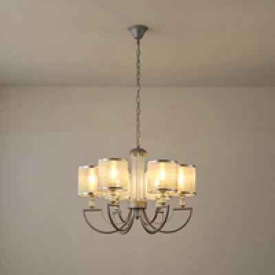 Φωτιστικό Κρεμαστό Μέταλλο-Ύφασμα Arte Illumina Noble 6Φωτο 6xE14 Max 8W Φ630x1150mm Ασημί