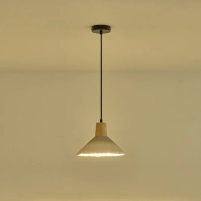 Φωτιστικό κρεμαστό ARTE ILLUMINA GESSO με rubber wood & τσιμέντο 1XE27 MAX 15W με διαστάσεις Υ1680xΠ250xΜ250mm 