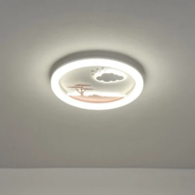 Πλαφονιέρα LED 60W με δεντράκι και σύννεφο Φ50 6120Lm 3CCT 3000-4000-6500K 480x65mm λευκό-ροζ χρώμα ARTE ILLUMINA ALEGRE